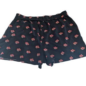 Anthropologie Maeve Whimsigoth Boho Floral Pleated Shorts Black Red L